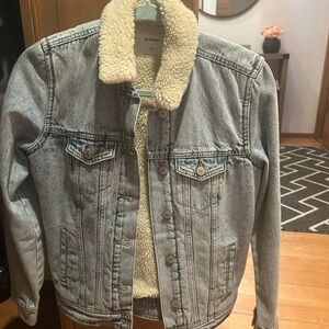 Old Navy Light Blue Jean Jacket with Cream Sherpa liner